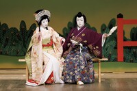 令和5年9月歌舞伎公演「『妹背山婦女庭訓』＜第一部＞」序幕「春日野小松原の場」より。（提供：国立劇場、撮影：田口真佐美）