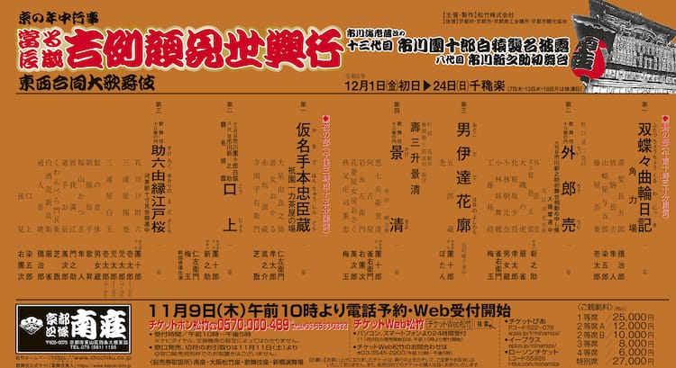 南座「吉例顔見世興行」で市川團十郎による「景清」「助六」、片岡仁 