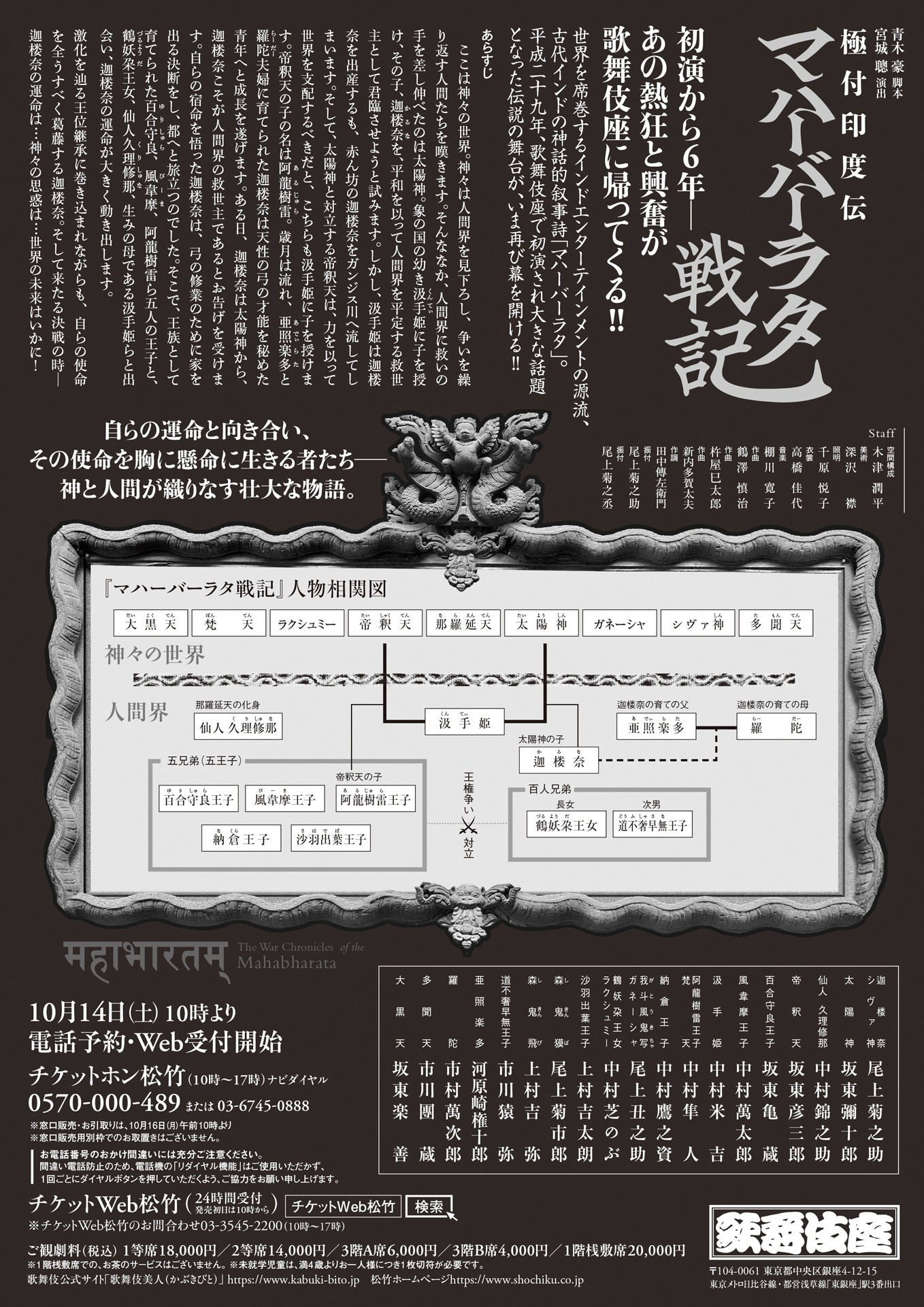歌舞伎座新開場十周年「吉例顔見世大歌舞伎」昼の部「極付印度伝 マハーバーラタ戦記」チラシ裏