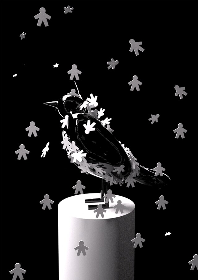 吉祥寺ダンスLAB. vol.6 小野彩加 中澤陽 スペースノットブランク「言葉とシェイクスピアの鳥」メインビジュアル（グラフィックデザイン：趙文欣）