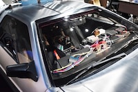 劇団四季 ミュージカル「バック・トゥ・ザ・フューチャー」製作発表会の会場に飾られていたタイムマシン・デロリアン。