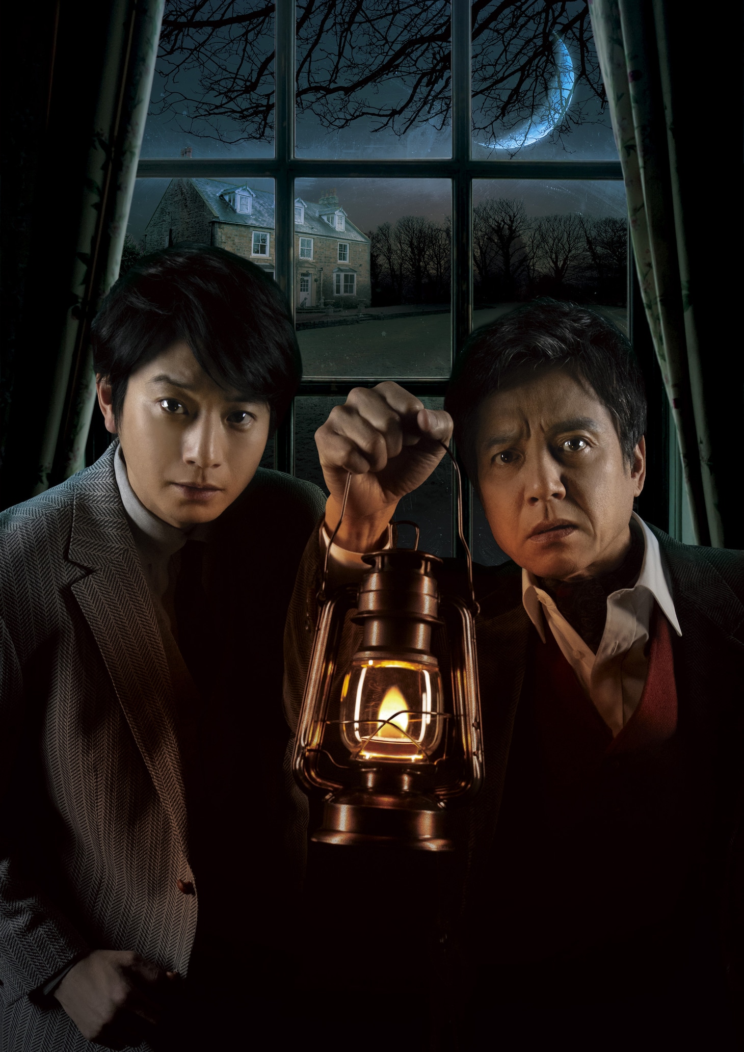 舞台「ウーマン・イン・ブラック」向井理と勝村政信のビジュアル。