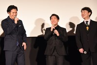 左から尾上松也、中村鷹之資、河合雪之丞。