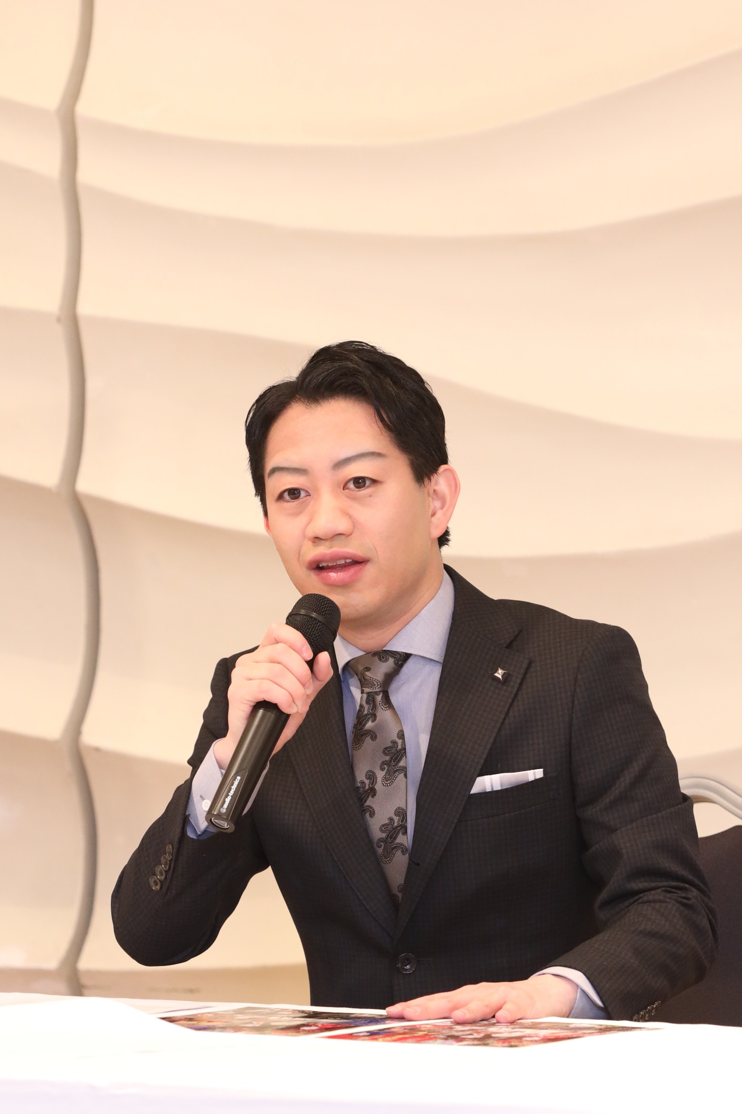 「ヤマトタケル」取材会より、中村壱太郎。