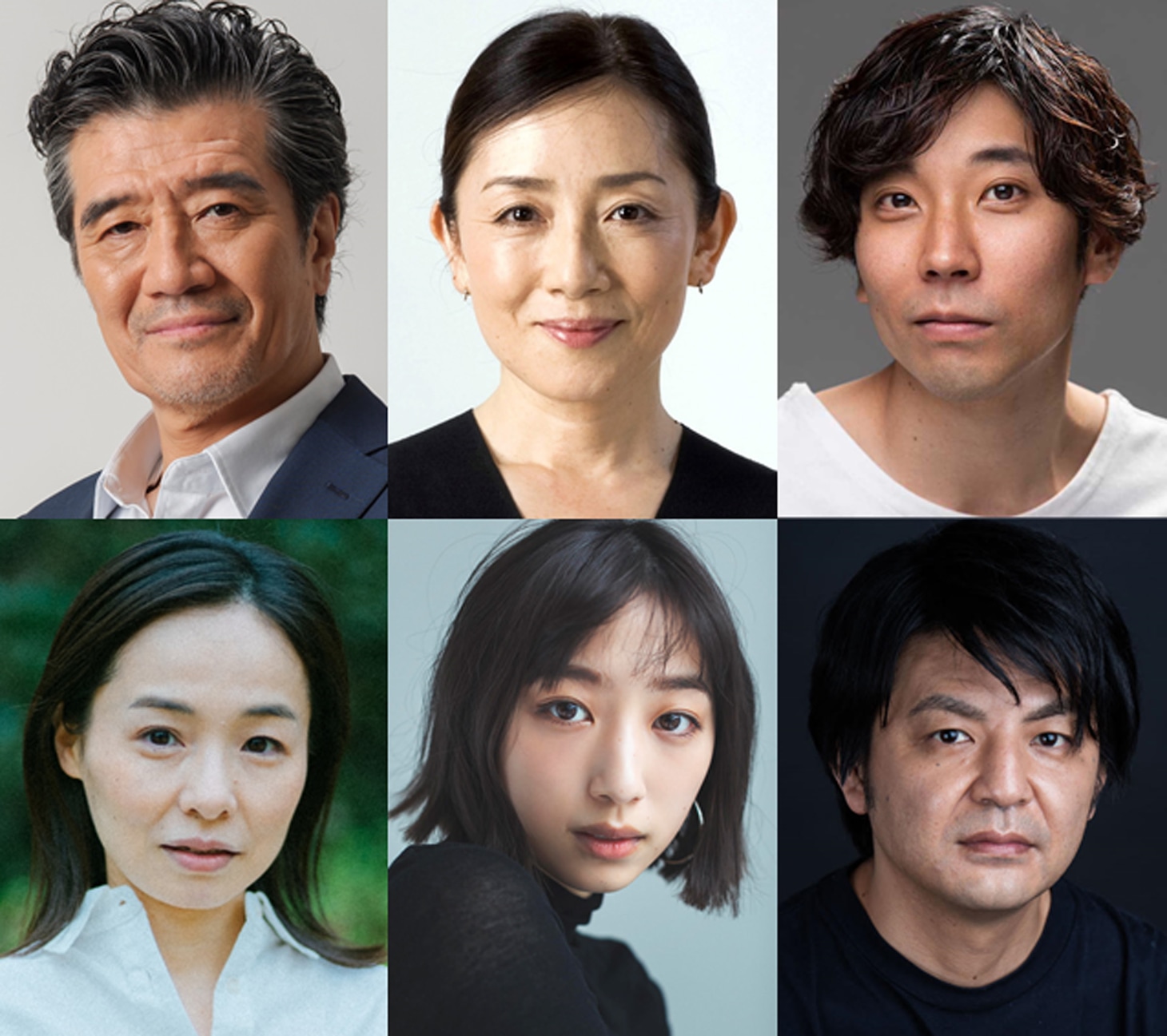上段左から大谷亮介、大沼百合子、関口アナン。下段左から田実陽子、坂東希、松本哲也。