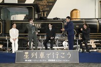左から坂東玉三郎、松村龍之介、影山拓也（IMP.）、松田悟志、石井一孝。
