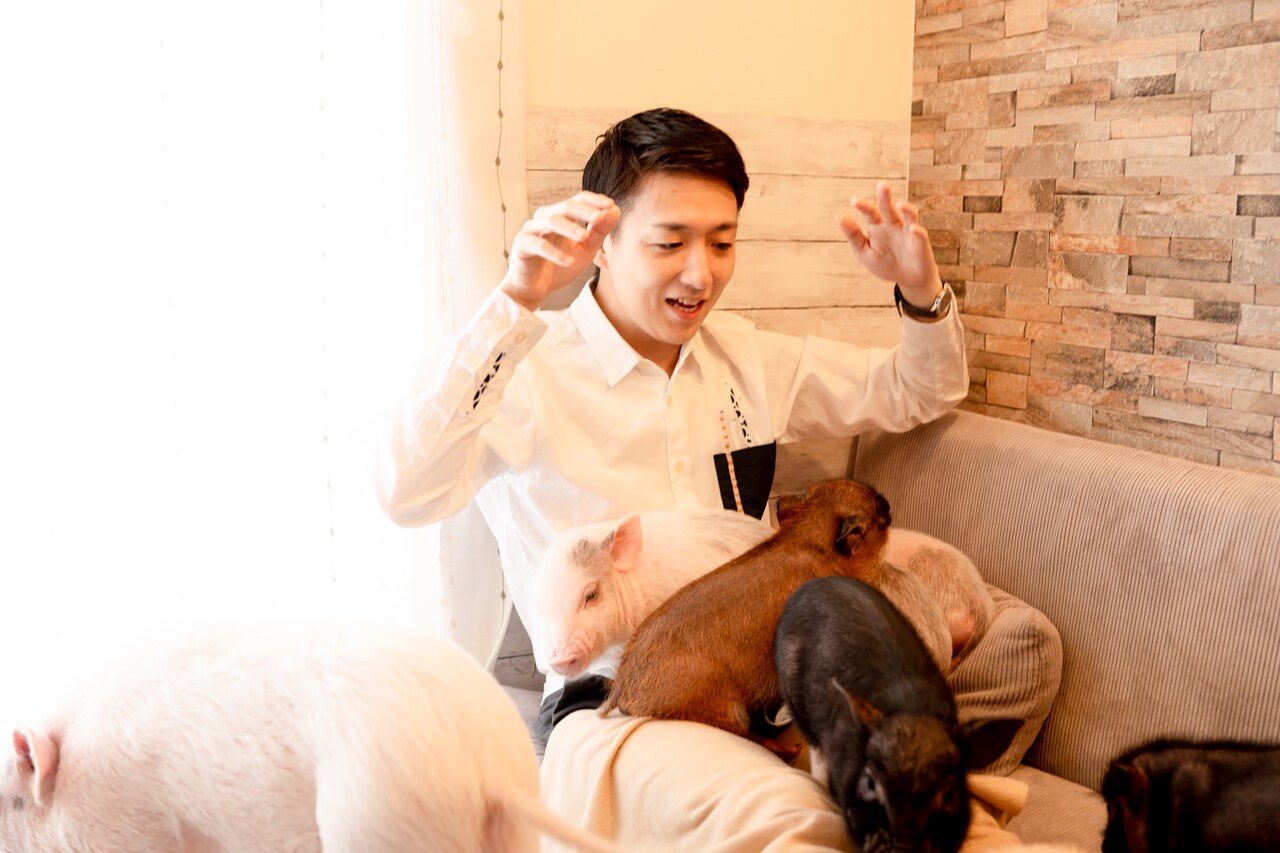 米吉の膝の上、大混雑。