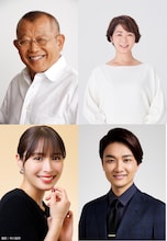 上段左から時計回りに笑福亭鶴瓶、中井美穂、井上芳雄、広瀬アリス。