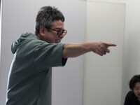「TENSHO座『熱海殺人事件』」稽古場の様子。