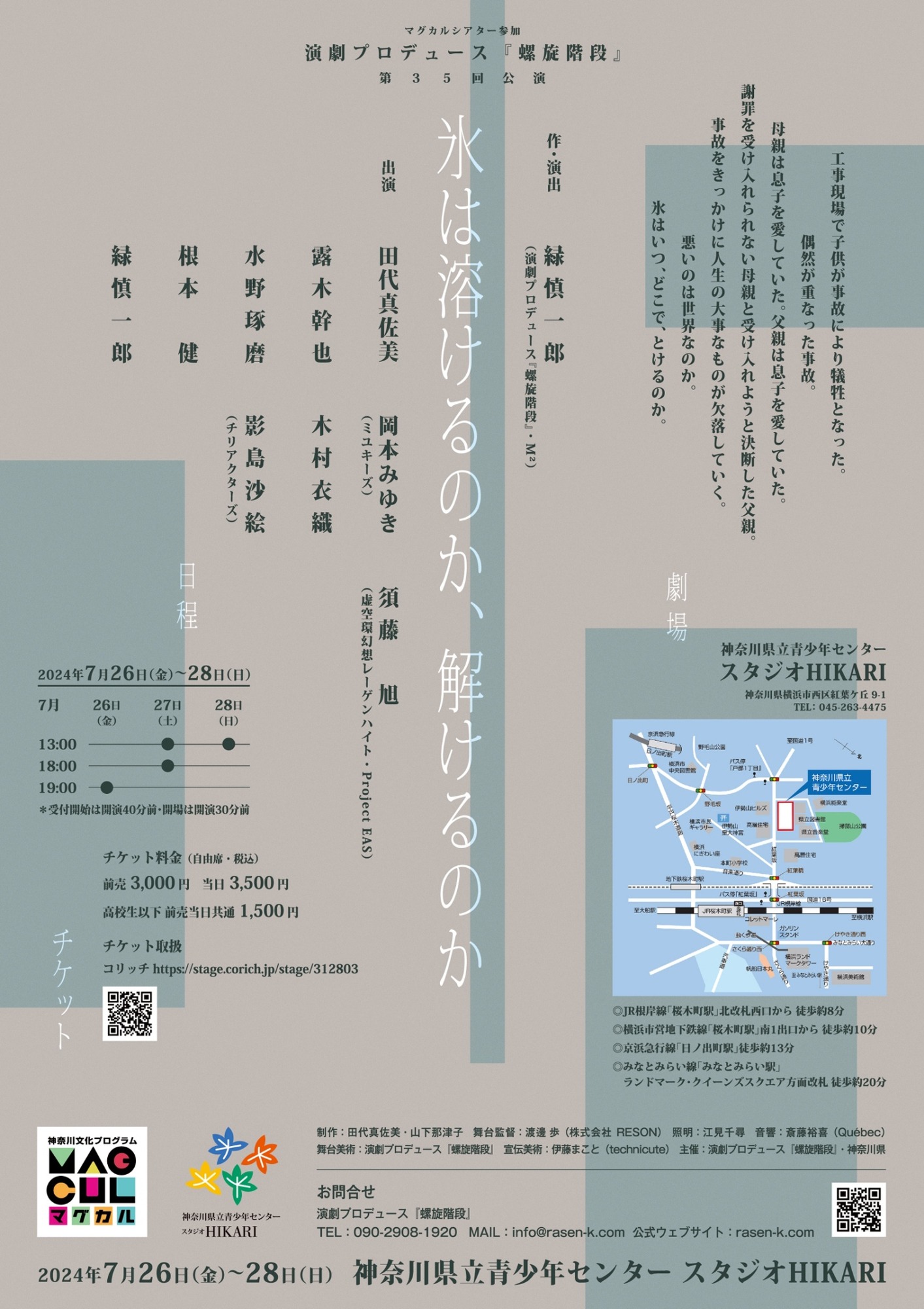 演劇プロデュース『螺旋階段』 第35回公演「氷は溶けるのか、解けるのか」チラシ裏