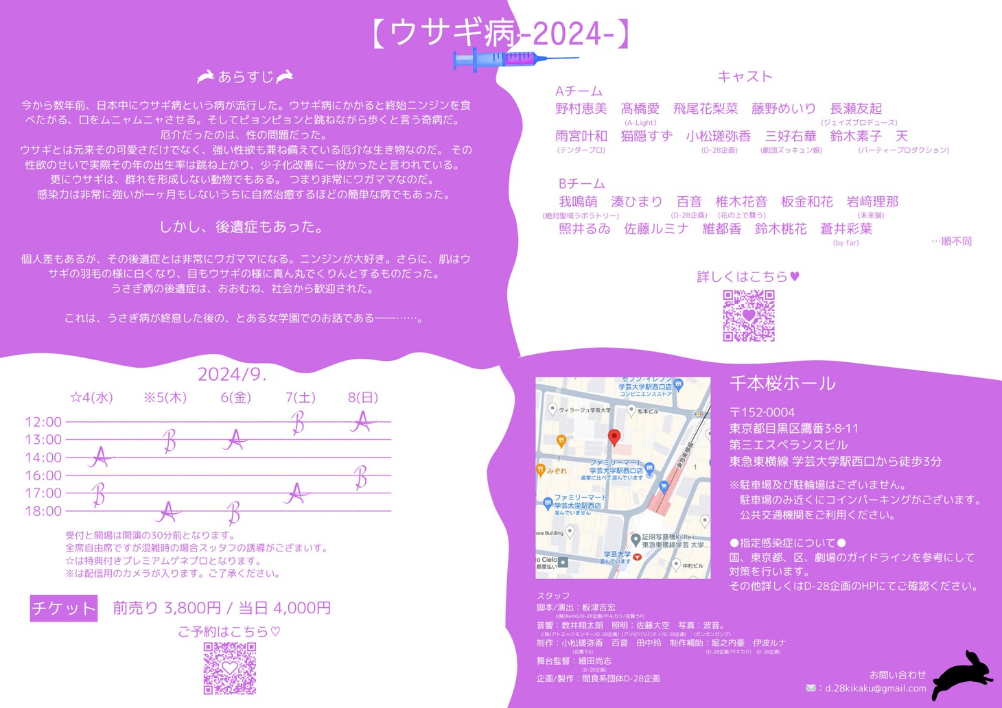 D-28企画「ウサギ病-2024-」チラシ裏