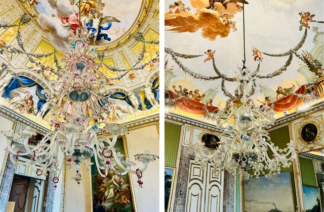 思わずまじまじと見てしまう精巧さ。天井に描かれた天使たちはとびっきりキュート。