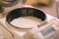 炊飯器でお米を炊いて炊けたら終わる演劇「夏の毛になる」より。（撮影：コムラマイ）