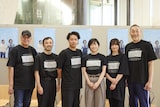 左からマキノノゾミ、内藤裕志、佐藤祐基、南沢奈央、東風万智子、長江英和。