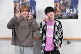 ミュージカル「NO.6」稽古場取材会より、左から今牧輝琉、古田一紀。