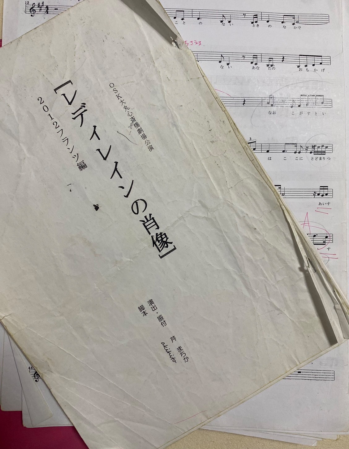 「レディレインの肖像～フランツその愛～」（2012年）の台本と楽譜。