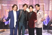 フジテレビ系「MUSIC FAIR」の「さよなら帝劇特集」出演者左から京本大我、井上芳雄、中川晃教、山崎育三郎。