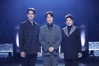 フジテレビ系「MUSIC FAIR」の「さよなら帝劇特集」出演者左から甲斐翔真、海宝直人、鳳蘭。