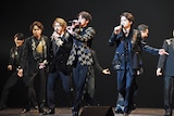 CONCERT「THE BEST New HISTORY COMING」ゲネプロより、佐藤隆紀（左から3番目）、宮野真守（中央）、三浦宏規（右から2番目）。