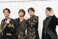CONCERT「THE BEST New HISTORY COMING」開幕記念会見より、左から井上芳雄、浦井健治、宮野真守、小野田龍之介。