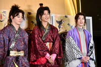 舞台「きたやじ オン・ザ・ロード～いざ、出立!!篇～」囲み取材より。左から牧島輝、中川大輔、和田雅成。