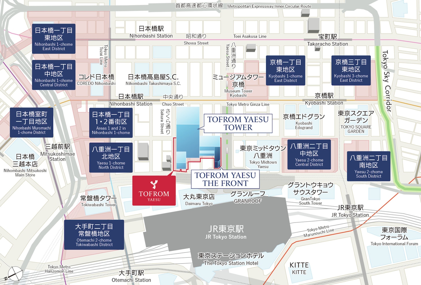 「TOFROM YAESU」位置図