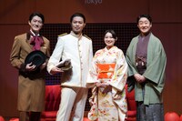 左から宮原浩暢（LE VELVETS）、上原理生、柏木ひなた、市川笑三郎。（撮影：間野真由美）