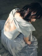 ニット×チュールコンビワンピース