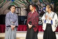 左から瀧陽次朗（少年忍者）、橋本良亮（A.B.C-Z）、佐藤流司。