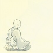 蝉丸の図。“そんなつもりで詠んだ歌やないねんけどな……”とつぶやいているようなイメージで描いてみました。蝉丸の魅力はなんといってもその“孤独”にある。なにかとつながるためには、一度、孤立を体験せねばならないのかもしれない。