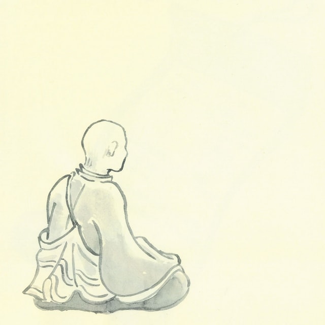 蝉丸の図。“そんなつもりで詠んだ歌やないねんけどな……”とつぶやいているようなイメージで描いてみました。蝉丸の魅力はなんといってもその“孤独”にある。なにかとつながるためには、一度、孤立を体験せねばならないのかもしれない。