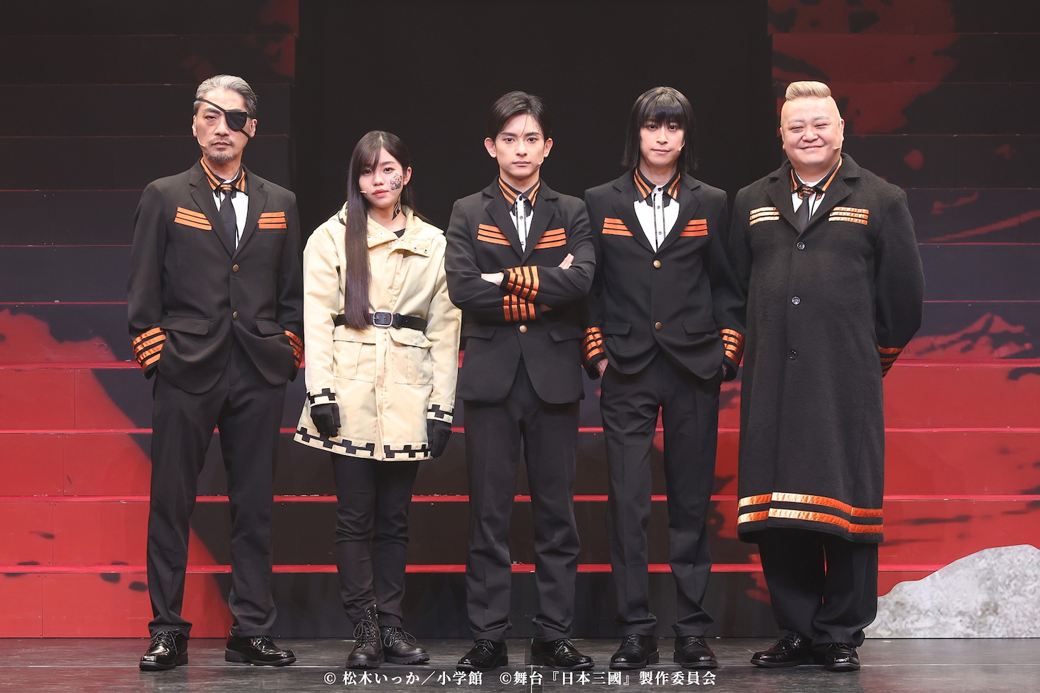 舞台「日本三國」の出演者。左から松田賢二、佐藤日向、橋本祥平、赤澤燈、宮下雄也。