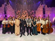 ミュージカル「ナイツ・テイル -騎士物語-」楽曲を披露したキャストとオーケストラ。