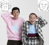 左から村角ダイチ扮するカルメラ弟、曽我廼家桃太郎扮するカルメラ兄。