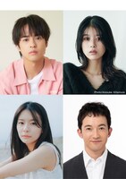 「またここか」キャスト。上段左から奥野壮、馬場ふみか、下段左から永瀬莉子、浅利陽介。