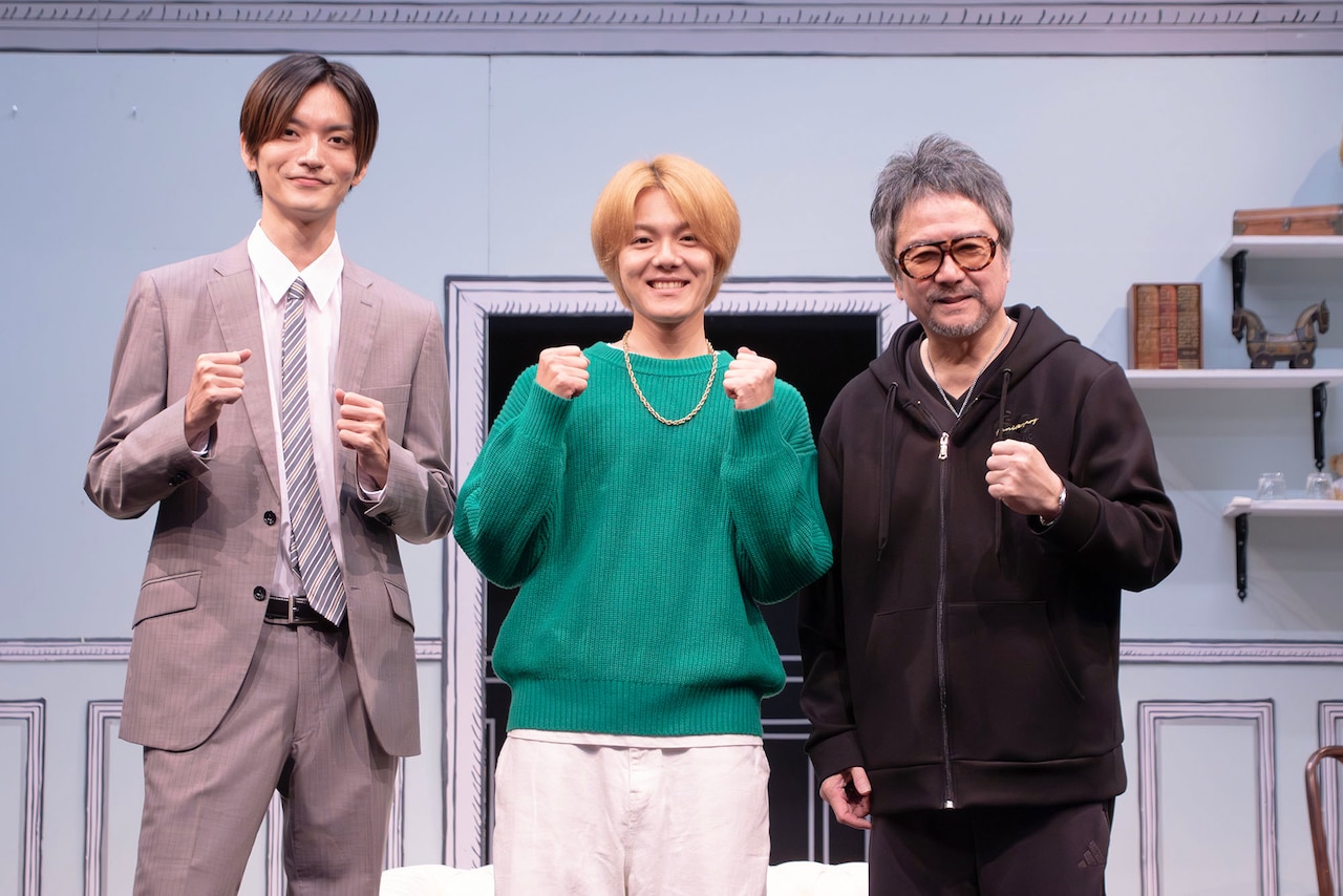 「“Le gai mariage”『ル・ゲィ・マリアージュ～愉快な結婚』Vol.4」囲み会見より。左から山本涼介、室龍太、錦織一清。（撮影：吉田沙奈）