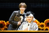 「ハロルドとモード『HAROLD AND MAUDE』」囲み取材より。左から七五三掛龍也、黒柳徹子。
