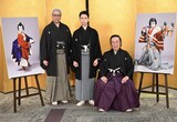 左から尾上松緑、尾上左近、七代目尾上菊五郎。
