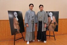 「壽 初春大歌舞伎」夜の部で上演される「女殺油地獄」の会見より。左から中村隼人と松本幸四郎。