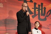舞台「大地の子」製作発表会見より、山西惇。