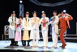 LIVE×Reading Musical「オッサン（36）がアイドルになる話」開幕直前取材より、左から徳井太一、たいよう、雨宮翔、スタンミじゃぱん、谷内伸也、廣瀬智紀、金井勇太。