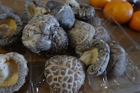 名産の干し椎茸は大きくて肉厚。戻すと更に大きくなる。