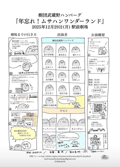 劇団武蔵野ハンバーグpresents「年忘れ！ムサハンワンダーラン ドin駅前劇場」ビジュアル