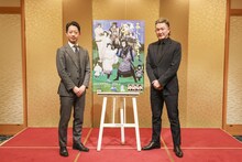 二月花形歌舞伎「あらしのよるに」取材会より。左から中村壱太郎、中村獅童。