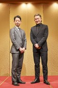 二月花形歌舞伎「あらしのよるに」取材会より。左から中村壱太郎、中村獅童。