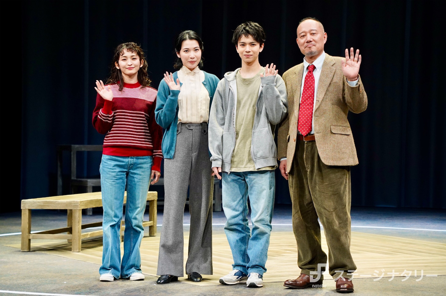 「エクウス」取材会より。左から岡本玲、村川絵梨、織山尚大、千葉哲也。