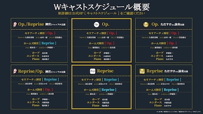 「ミュージカル『憂国のモリアーティ』緋色の研究 Reprise」Wキャストスケジュール