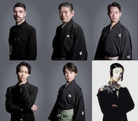 Bunkamura Produce 2026 マルコス浄瑠璃「金閣寺」マルコス・モラウ（左上）と出演者、音楽を手がけるマリア・アルナル（右下）。（撮影：渡邉肇）