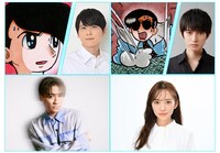 上段左からマサト役の梶裕貴、ロック役の本郷奏多。下段左から小森隼、新内眞衣。