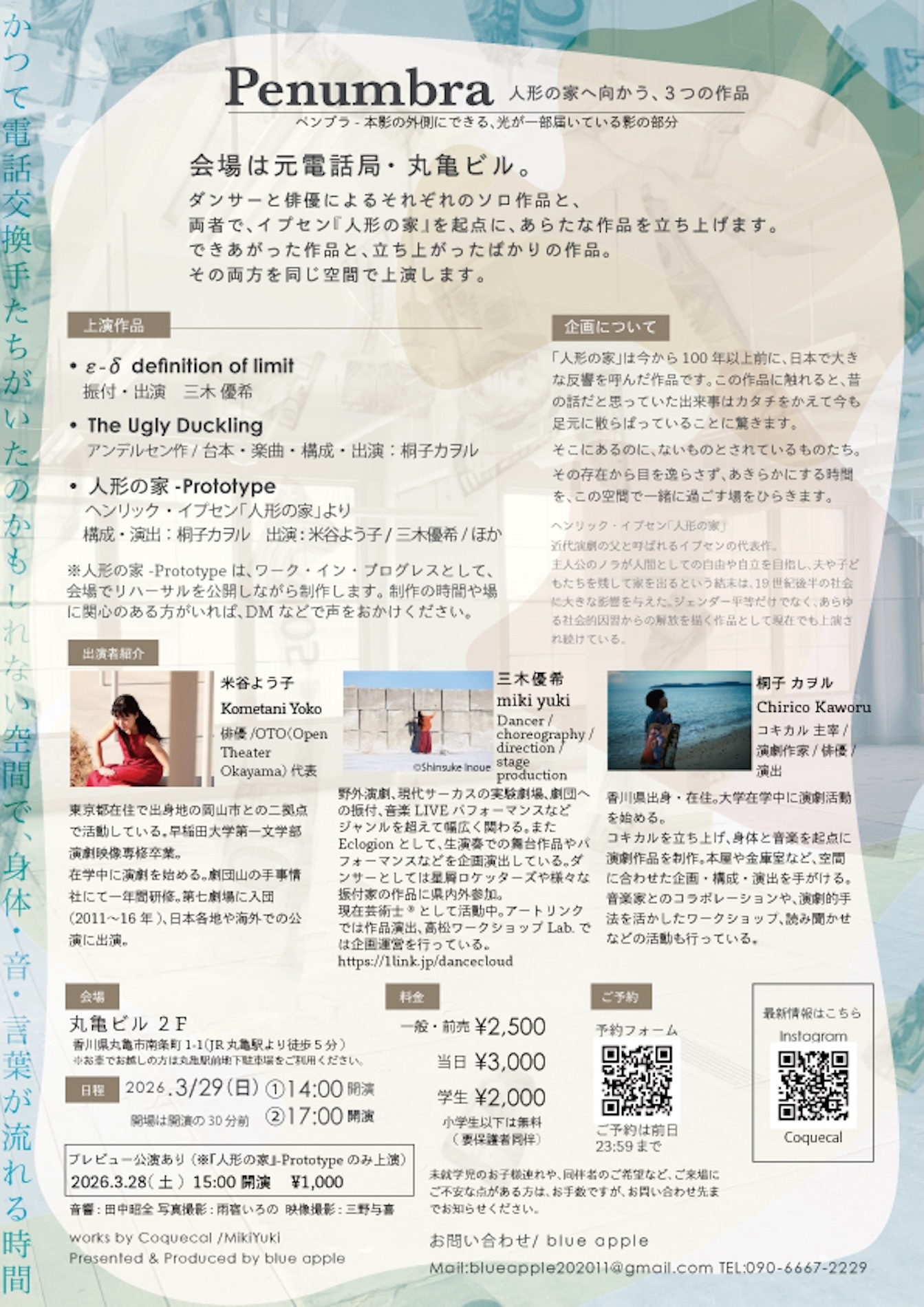 「Penumbra（ペンブラ）—人形の家へ向かう、3つの作品—」チラシ裏